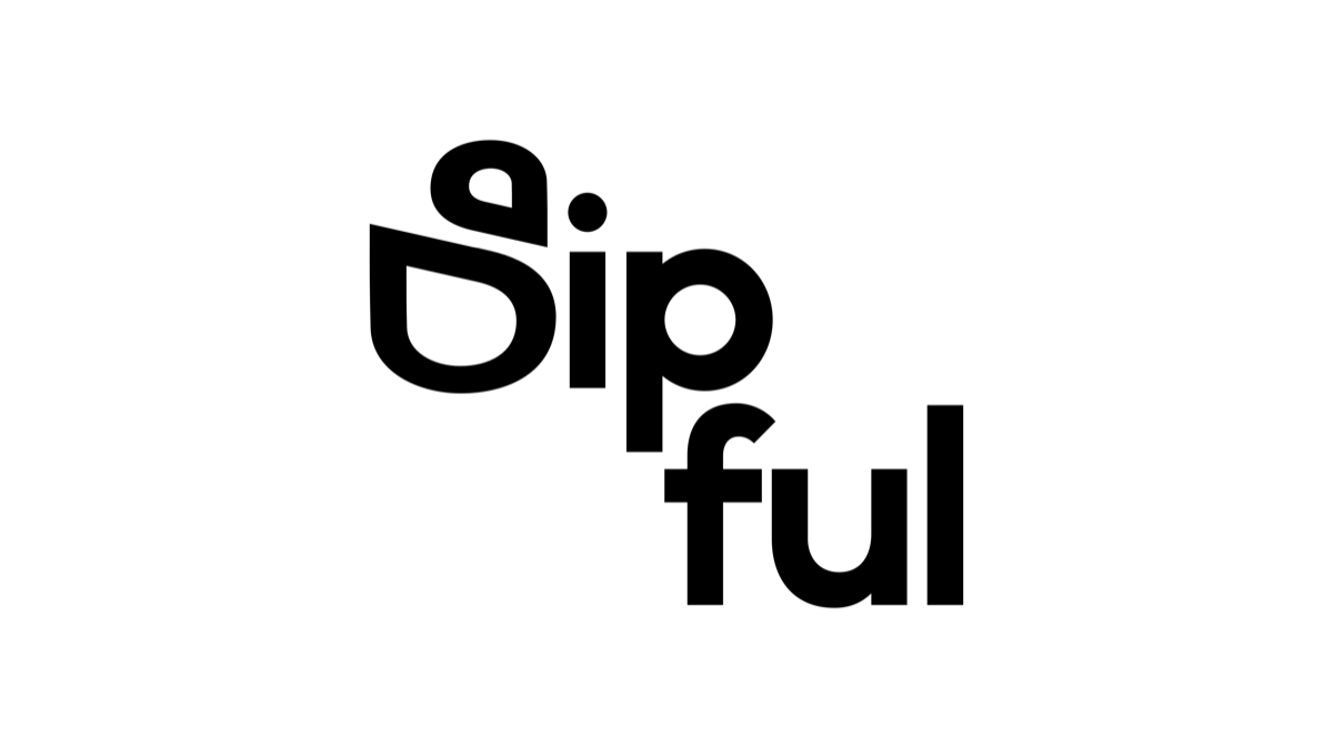 A cut study in black on white: the letters of sipful stepped down a diagonal, with the icon drawn as the first letter.